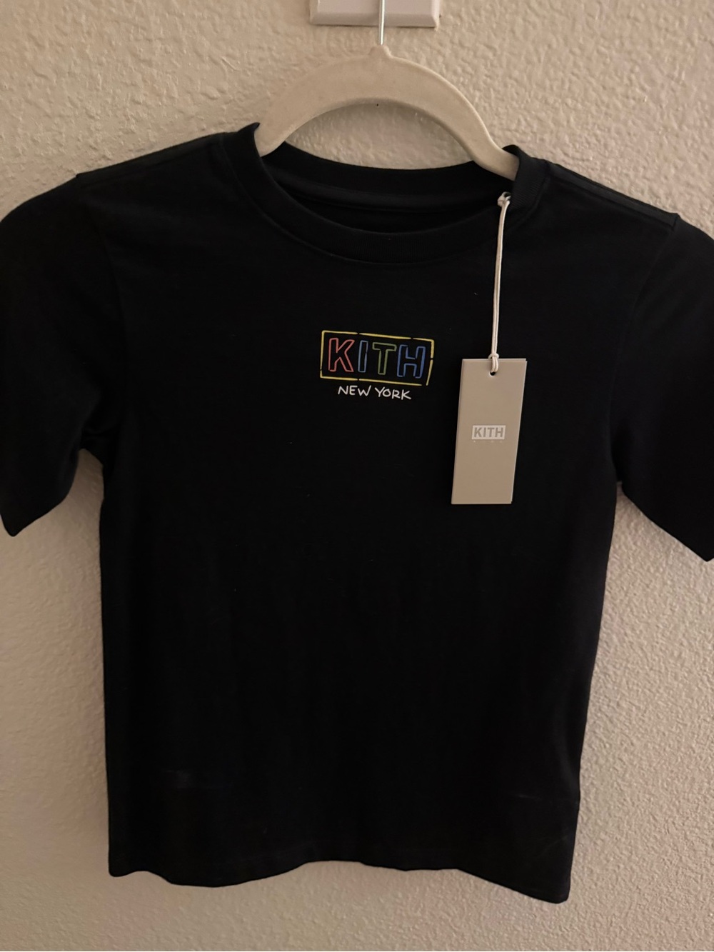 Kith Black Short-Sleeve Tee with Multicolor Logo